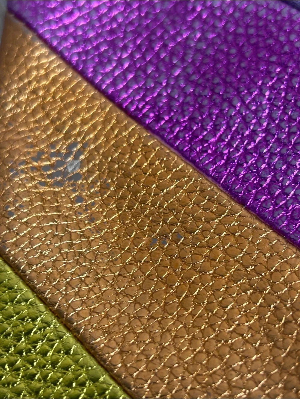 Kurt Geiger Metallic Rainbow Leather Pouch & Wallet Set - Teal, Purple, Gold